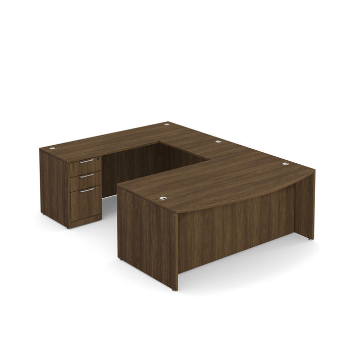 Classic Bowfront U shape desk, BBF Ped MWN