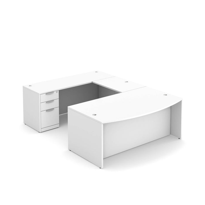 Classic Bowfront U shape desk, BBF Ped White