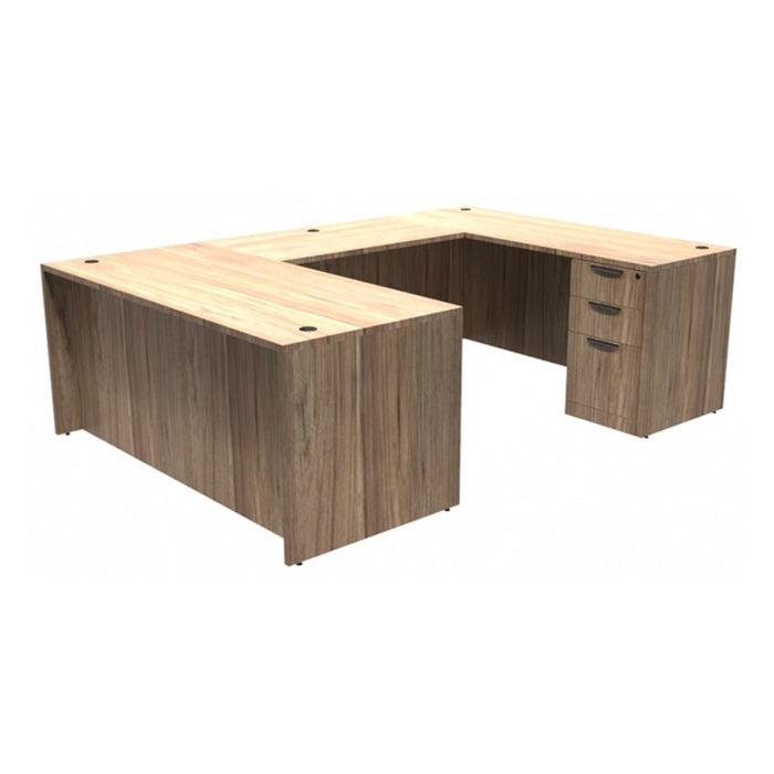 Classic U shape desk, 66x96" BBF Ped Aspen