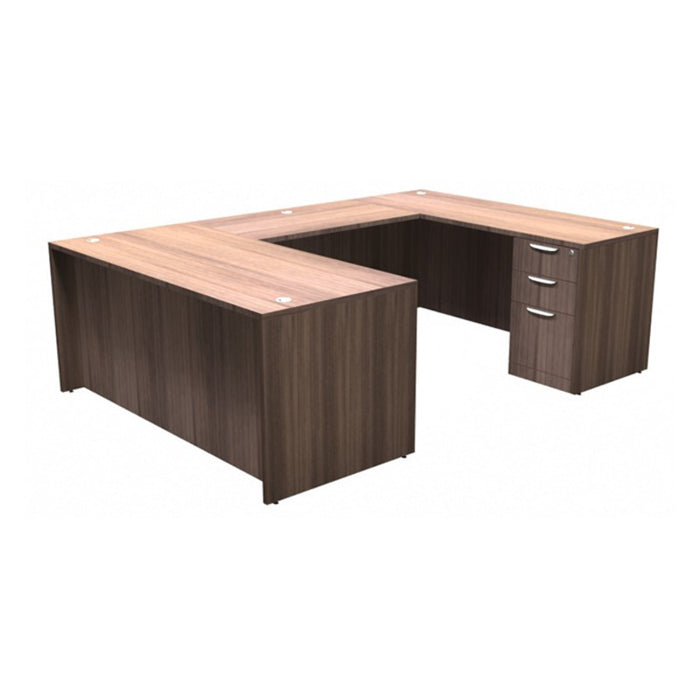 Classic U shape desk, 66x96" BBF Ped MWN