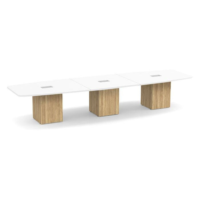 14ft BS Conf Table  White / Cube Base Aspen
