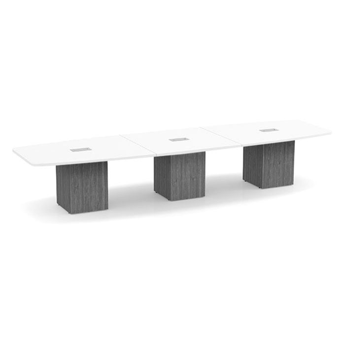 14ft BS Conf Table  White / Cube Base Newport Gray