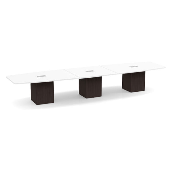 16ft BS Conf Table  White / Cube Base Espresso