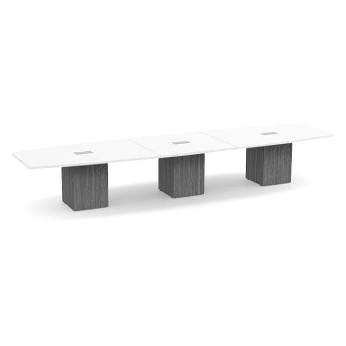 16ft BS Conf Table  White / Cube Base Newport Gray