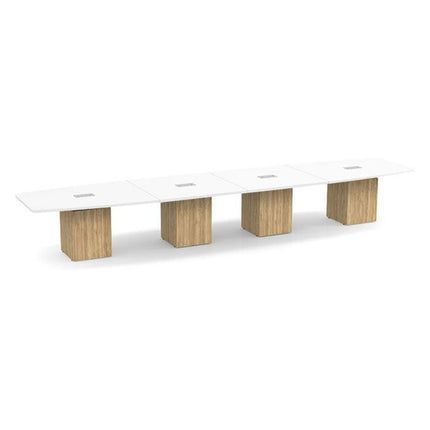 18ft BS Conf Table  White / Cube Base Aspen