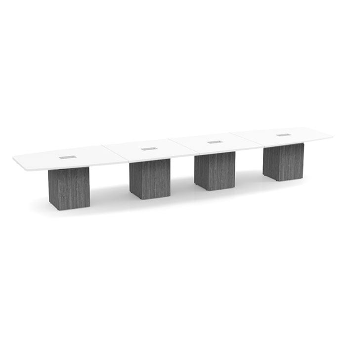 18ft BS Conf Table  White / Cube Base Newport Gray