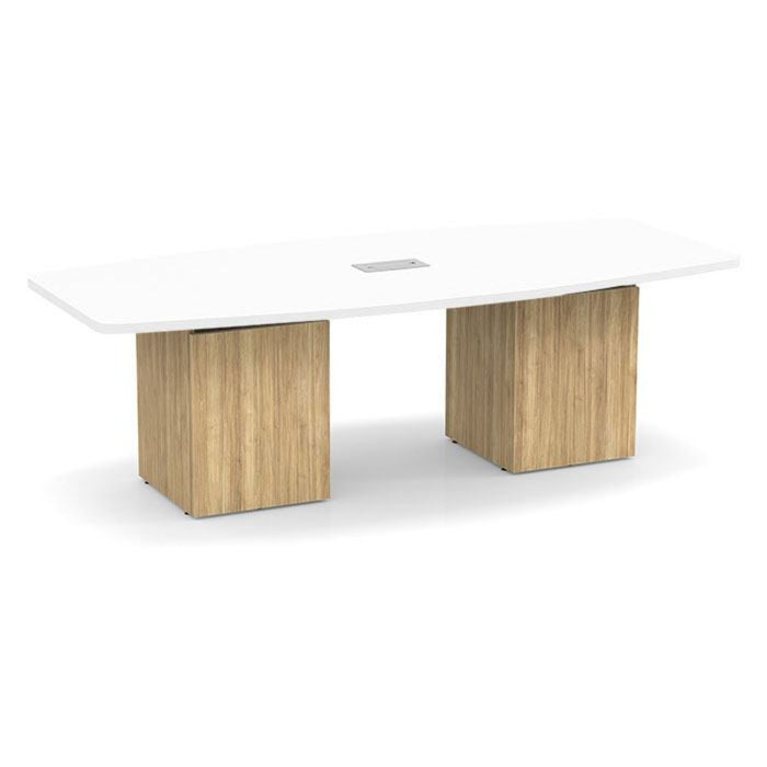 8ft BS Conf Table  White / Cube Base Aspen
