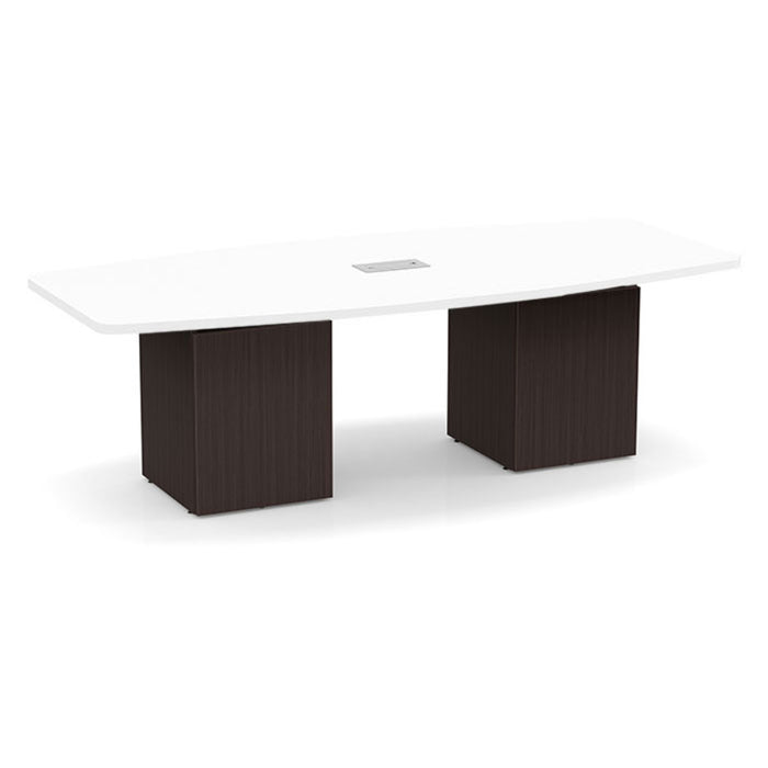 8ft BS Conf Table  White / Cube Base Espresso