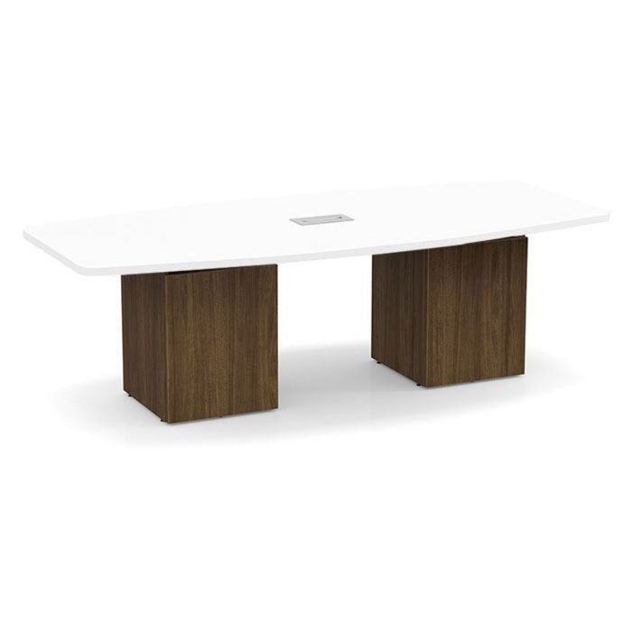8ft BS Conf Table  White / Cube Base Modern Walnut