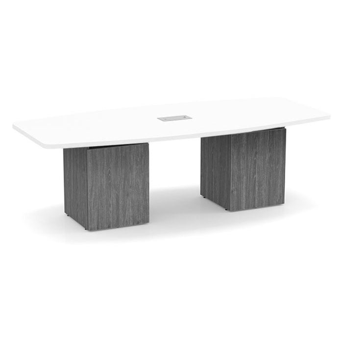 8ft BS Conf Table  White / Cube Base Newport Gray