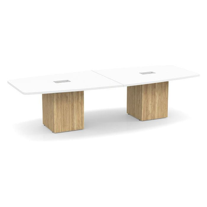 10ft BS Conf Table  White / Cube Base Aspen
