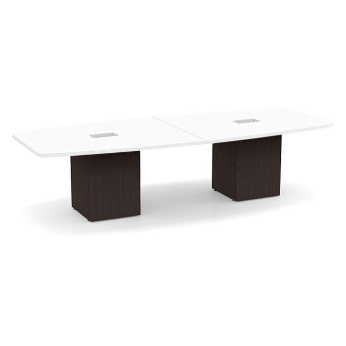 10ft BS Conf Table  White / Cube Base Espresso
