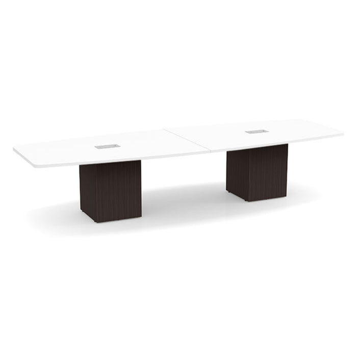 12ft BS Conf Table  White / Cube Base Espresso