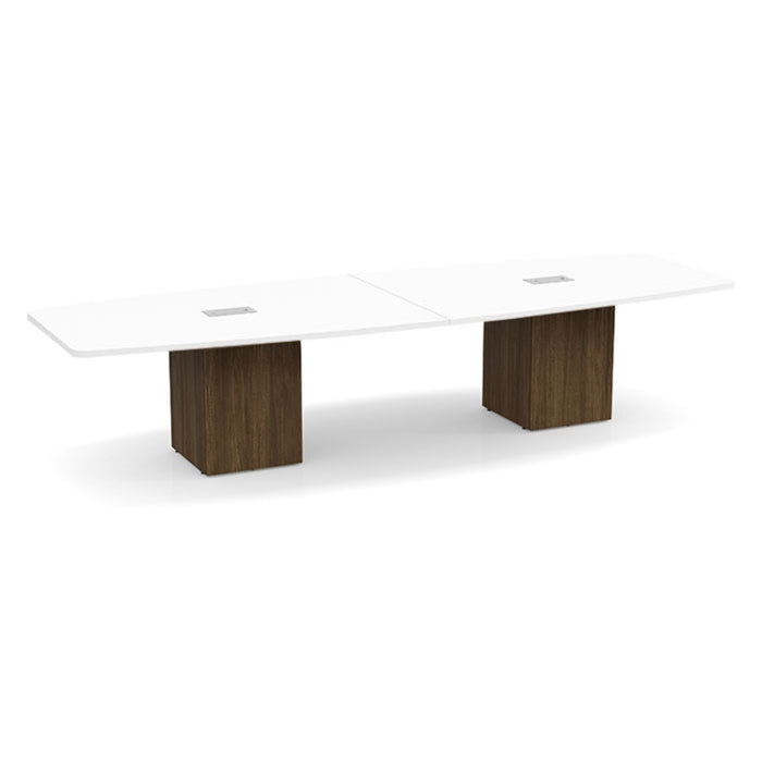 12ft BS Conf Table  White / Cube Base Modern Walnut