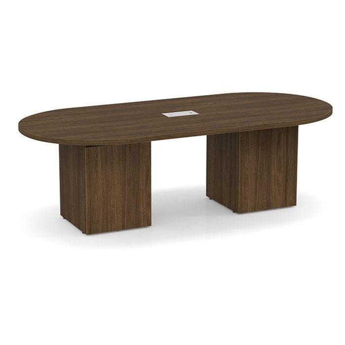 8ft Racetrack Conference Table / Cube Base  Modern Walnut