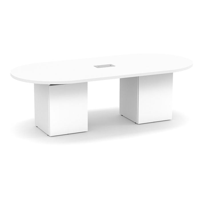 8ft Racetrack Conference Table / Cube Base  WHT