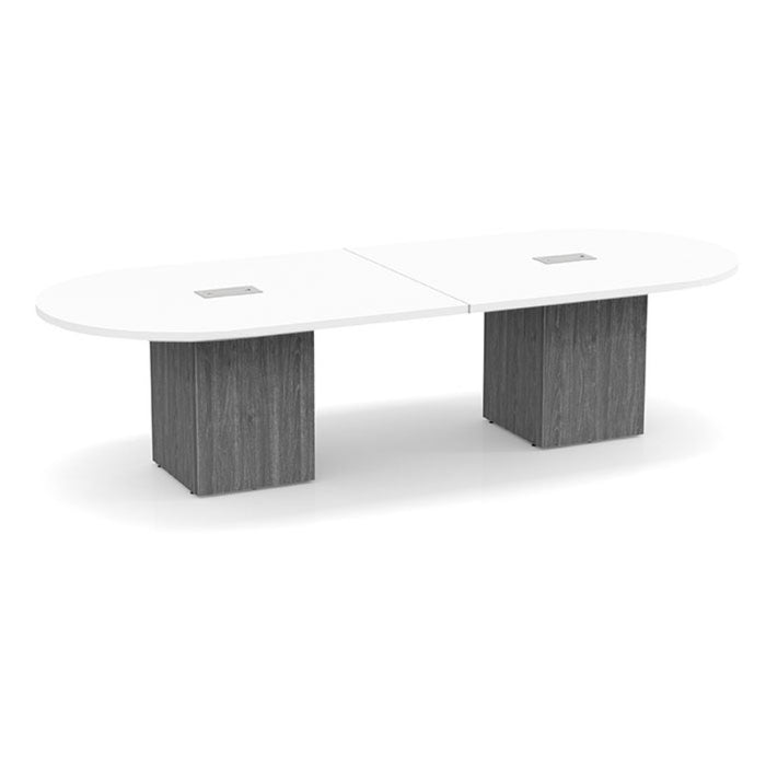 10ft Racetrack Conference Table WHT / Cube Base  Newport Gray