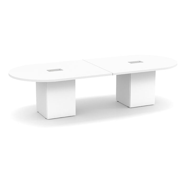 10ft Racetrack Conference Table /  Cube Base WHT