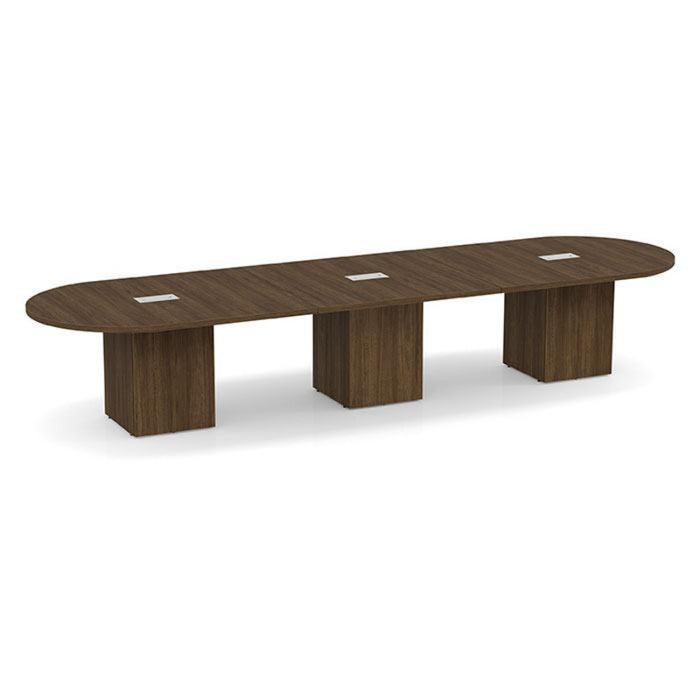 14ft Racetrack Conference Table / Cube Base  Modern Walnut