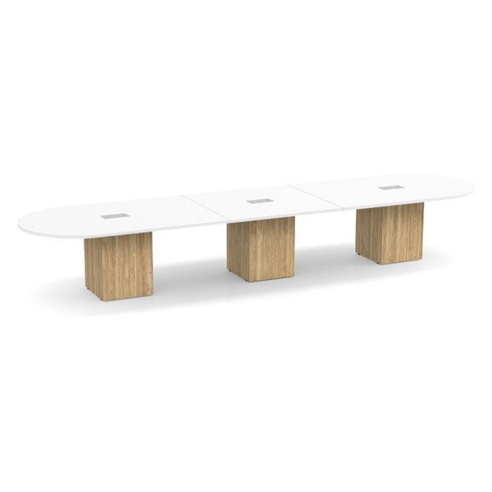 16ft Racetrack Conference Table WHT / Cube Base  Aspen