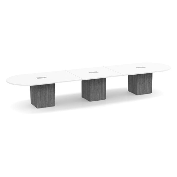 16ft Racetrack Conference Table WHT / Cube Base  Newport Gray