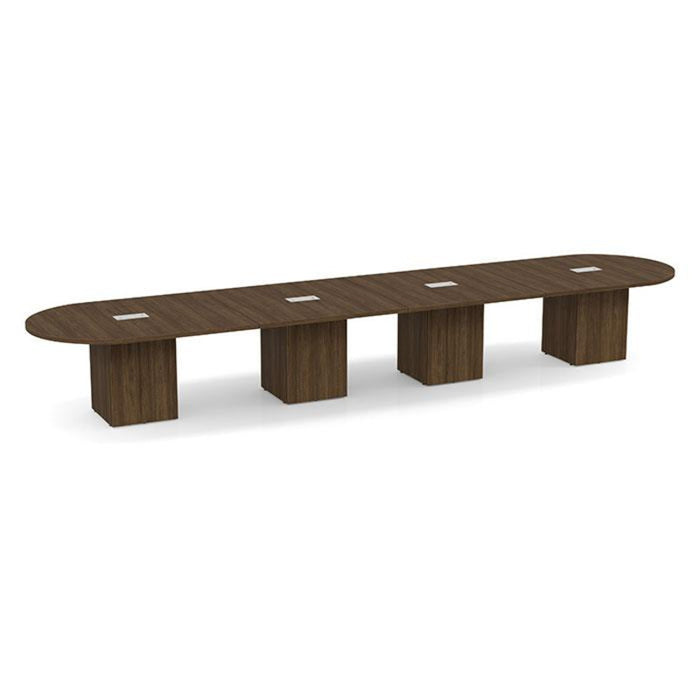 18ft Racetrack Conference Table / Cube Base  Modern Walnut