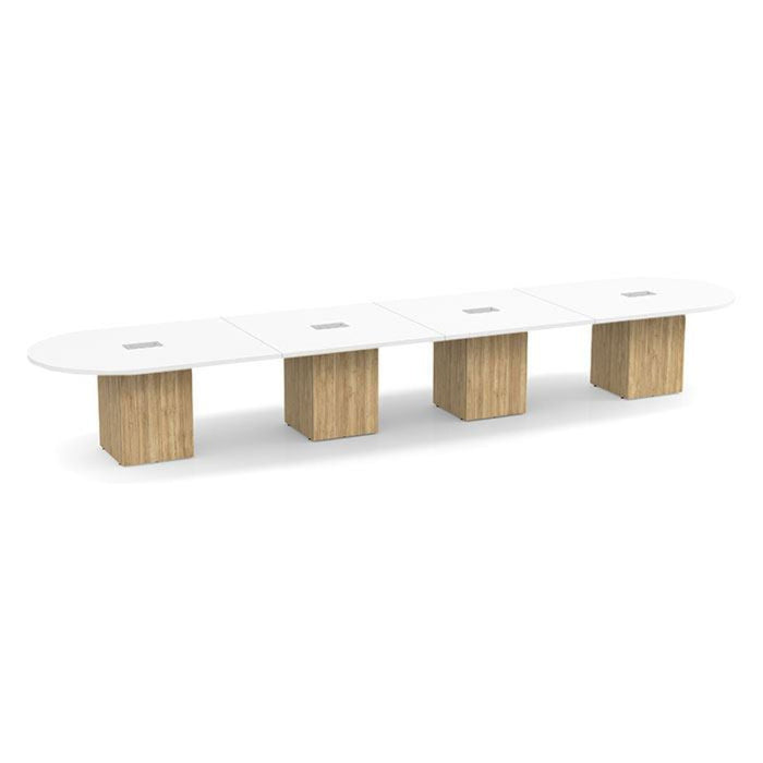 18ft Racetrack Conference Table WHT / Cube Base  Aspen