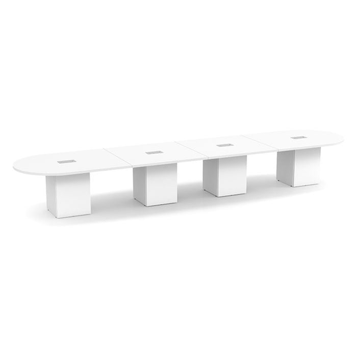 18ft Racetrack Conference Table / Cube Base  WHT