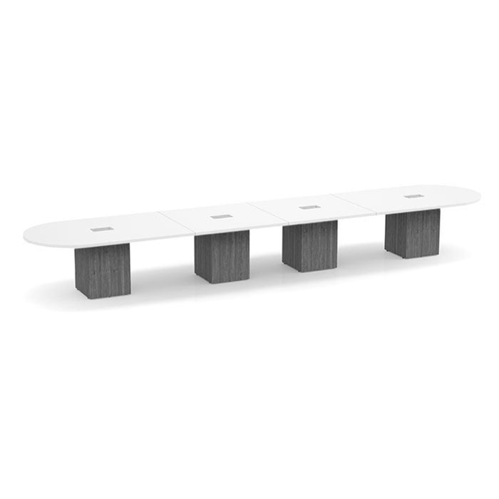 20ft Racetrack Conference Table WHT / Cube Base  Newport Gray