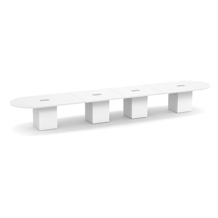 20ft Racetrack Conference Table / Cube Base  WHT