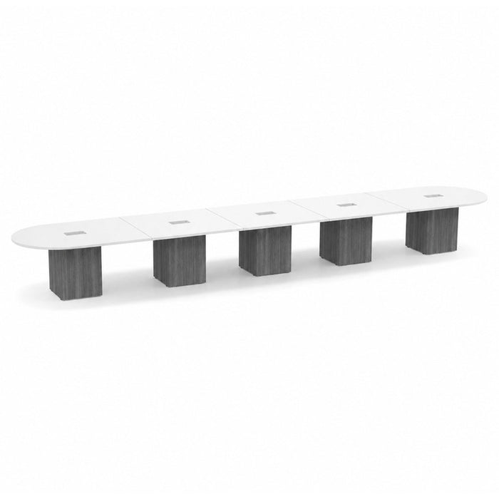 22ft Racetrack Conference Table  WHT / Cube Base  Coastal Gray