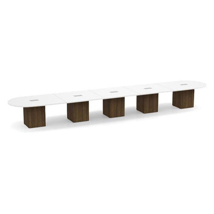 22ft Racetrack Conference Table  WHT / Cube Base  MWN
