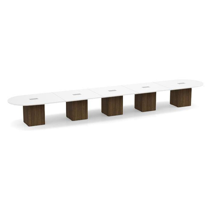 22ft Racetrack Conference Table  WHT / Cube Base  MWN