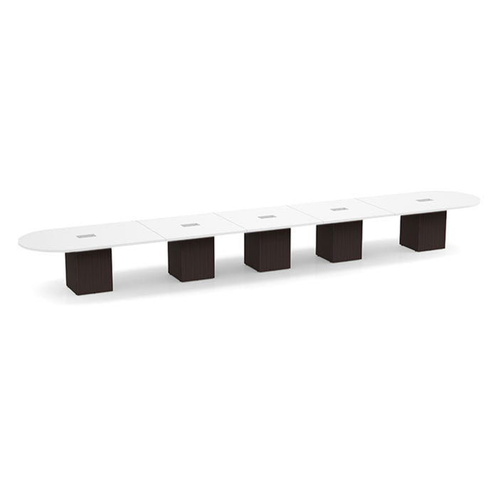 24ft Racetrack Conference Table WHT / Cube Base  ESP