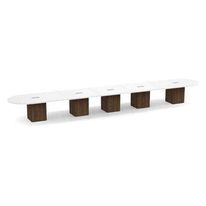 24ft Racetrack Conference Table WHT / Cube Base  MWN