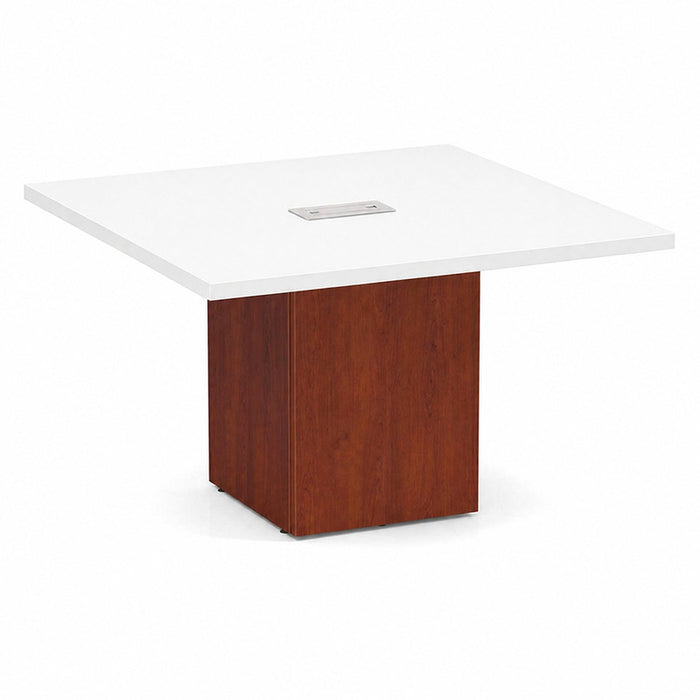 4' Classic Square Cube Base Table WHT/CHY