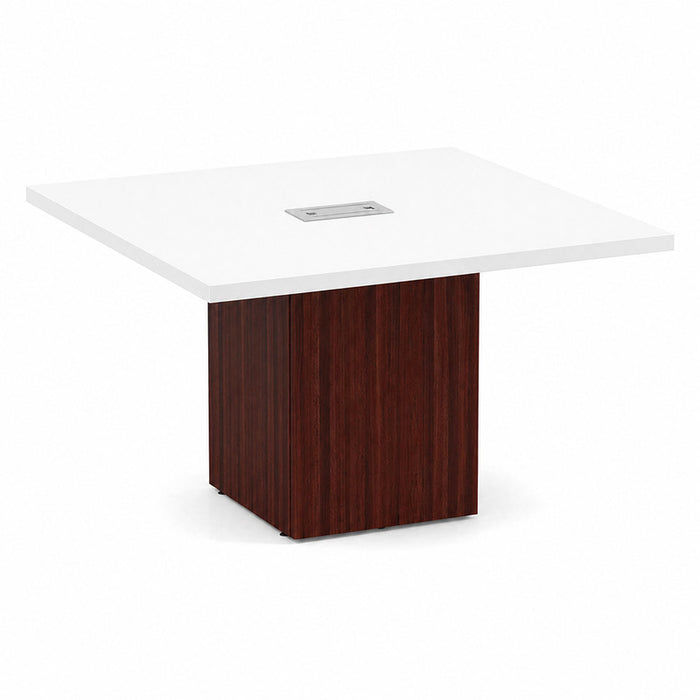 4' Classic Square Cube Base Table WHT/MAH