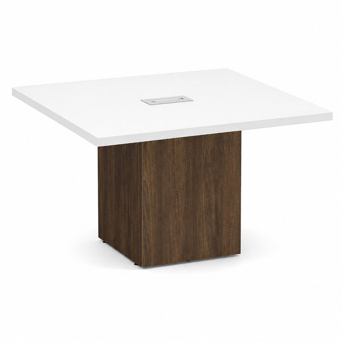 4' Classic Square Cube Base Table WHT/MWN