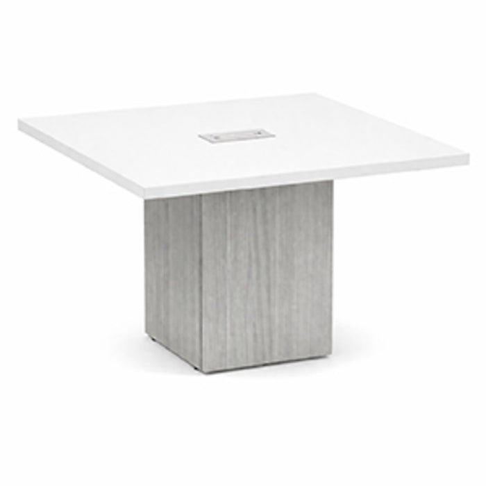 4' Classic Square Cube Base Table WHT/SLB