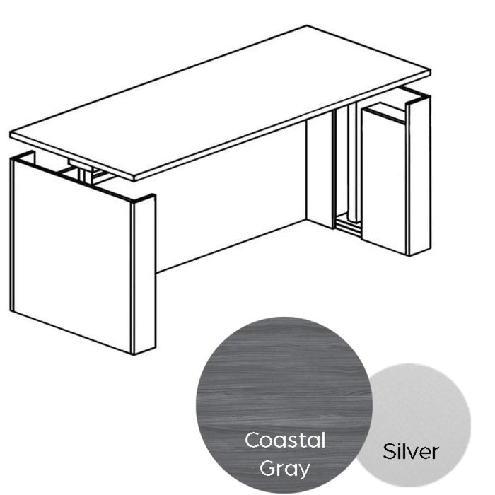 72" Exec HAT Laminate Desk Coastal Gray / Black