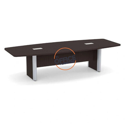 10ft BS Conf Table / Silver Accent Base Espresso