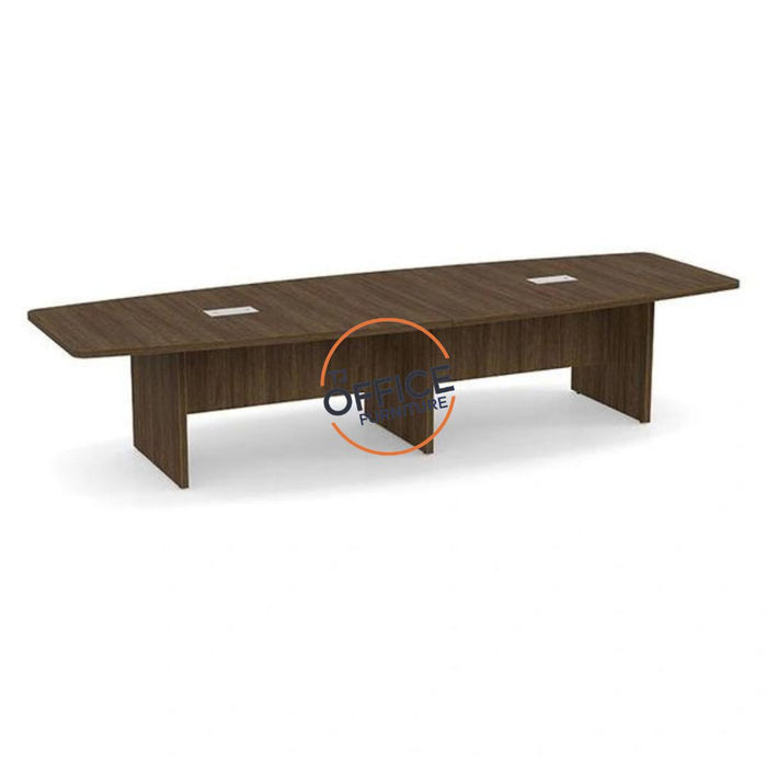 12' Boat Shape Conference Room Table with Slab Base