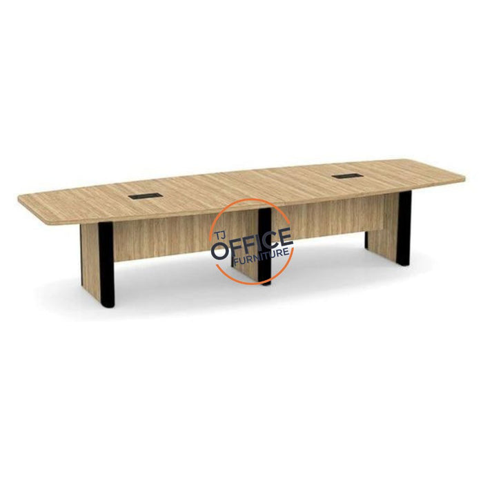 12' Boat Shape Conference Room Table with Accent Edge Base