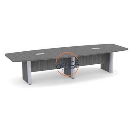 12' Boat Shape Conference Room Table with Accent Edge Base
