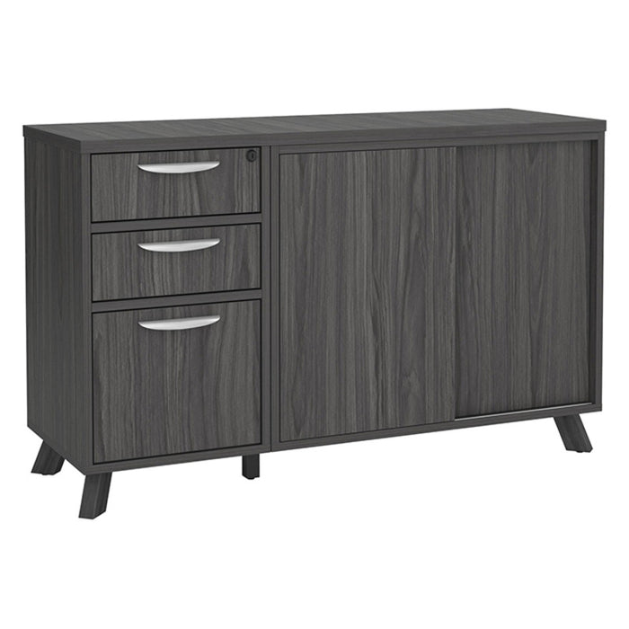 SHALLOW CREDENZA WITH PEDESTAL & CABINET-CG