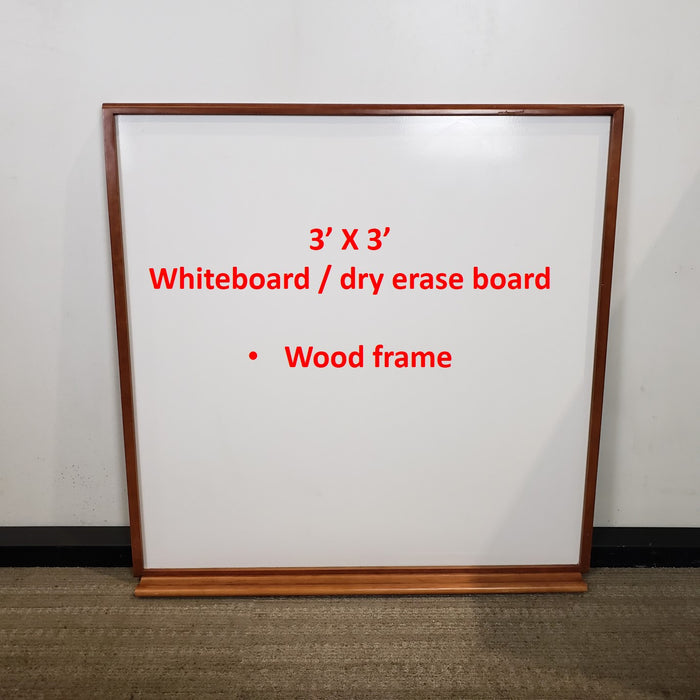 3' x 3' Magnetic Whiteboard w/ Wooden Boarder (#3407)