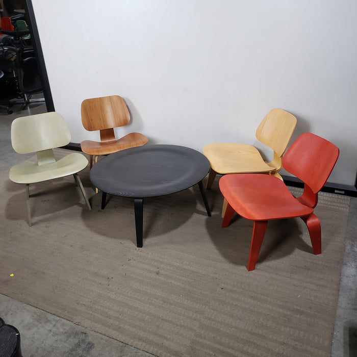 Mid Century Modern LCW Lounge Chairs and Table by Eames for Herman Miller